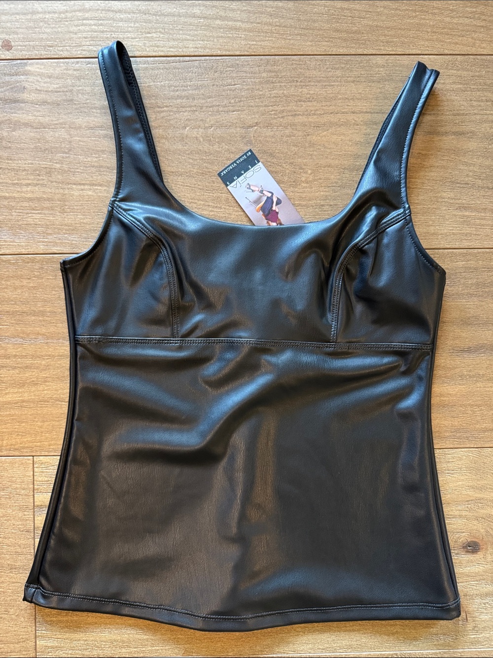 sofia by sofia vergara Black Faux Leather Tank Top